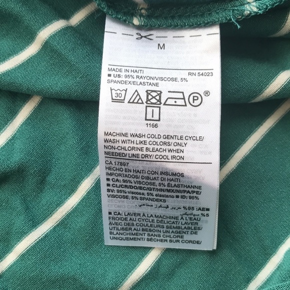 OLD Navy Luxe Green teal  Striped V Neck Long Sleeve shirt M - Picture 6 of 9